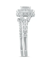 Diamond Halo Emerald Bridal Set (2. ct. t.w.) in 14k White, Yellow or Rose Gold