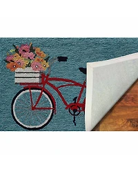 Liora Manne' Frontporch Bike Ride Blue 2'6" x 4' Outdoor Area Rug