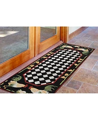Liora Manne' Frontporch Rooster Black and Gray 2' x 5' Runner Rug