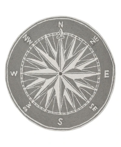 Liora Manne' Frontporch Compass Black and Gray 5' x 5' Round Rug
