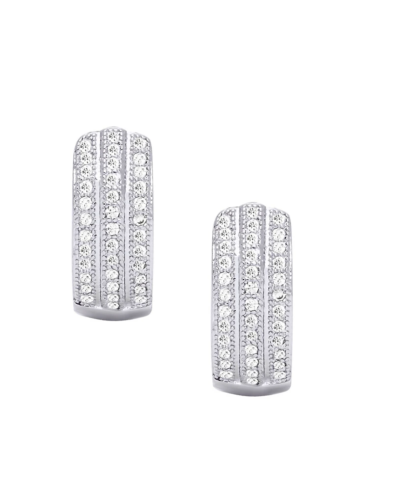 Macy's Cubic Zirconia 3-Row Huggie Hoop Earrings