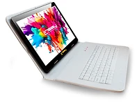 Linsay New 10.1" Tablet Octa Core 128GB Bundle with Exclusive Luxury White Crocodile Style Keyboard Newest Android 14