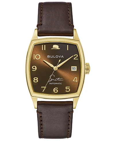Bulova Men's Frank Sinatra Automatic Brown Leather Strap Watch 33.5x45mm