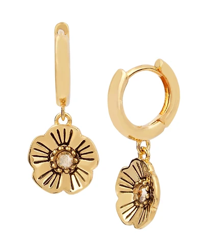 Coach Tea Rose Huggie Earrings