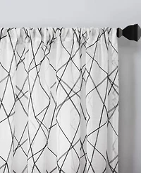 No. 918 Abstract Geometric Embroidery Semi Sheer Rod Pocket Curtain Panel Collection