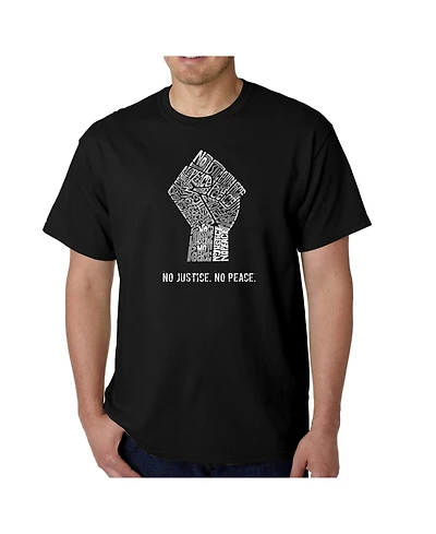 La Pop Art Men's No Justice, Peace Word T-Shirt