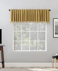 Evelina Faux Dupioni Silk Beaded Tassels Thermal Extreme 100% Blackout Back Tab Curtain Valance