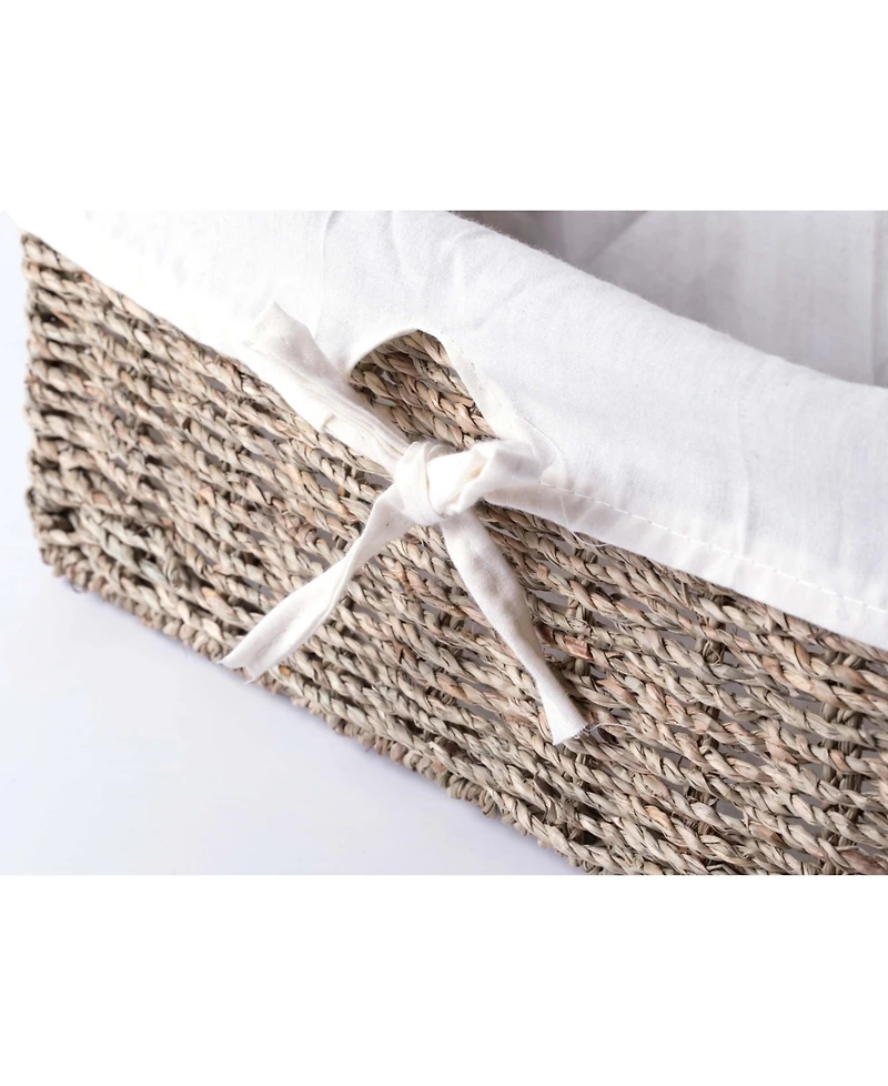 Wickerwise Seagrass Shelf Basket Lined with White Lining
