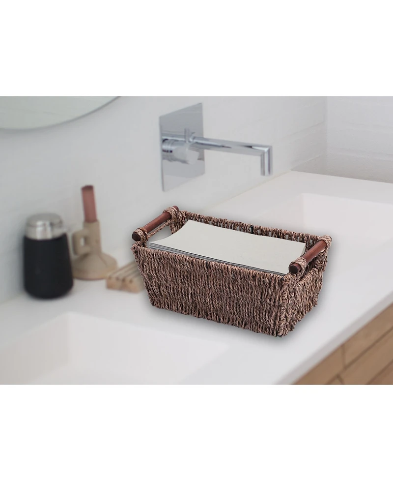 Wickerwise Seagrass Counter-Top Basket Great for Folded Paper Towel