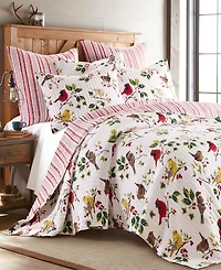 Levtex Joybirds Watercolor Etched Reversible Quilt, Full/Queen