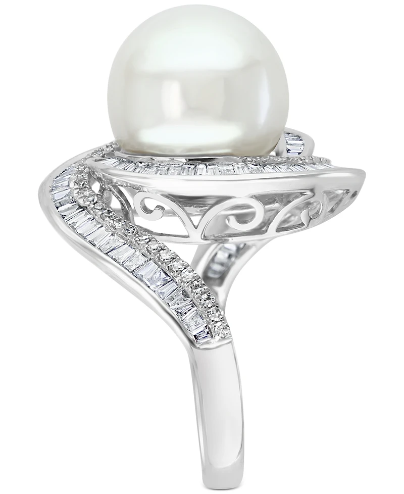 Effy Cultured Freshwater Pearl (12-1/2mm) & Diamond (3/4 ct. t.w.) Ring 14k White Gold (Also Available Yellow Rose Gold)