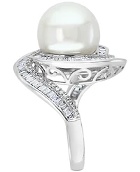Effy Cultured Freshwater Pearl (12-1/2mm) & Diamond (3/4 ct. t.w.) Ring 14k White Gold (Also Available Yellow Rose Gold)