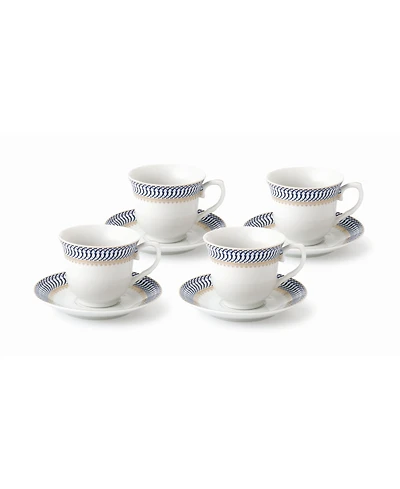 Lorren Home Trends 8 Piece 8oz Tea or Coffee Cup and Saucer Set