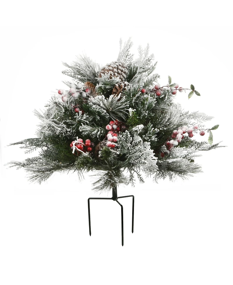 National Tree Company Snowy Bedford Urn Filler with Battery Operated Led Lights