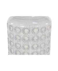 Large, Round Ceramic Floor Vase with French Country Rosette Relief Design