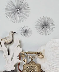 CosmoLiving by Cosmopolitan Set of 3 Silver Tin Contemporary Abstract Wall Decor, 6", 9", 12"