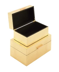 CosmoLiving by Cosmopolitan Set of 2 Gold Wood Glam Box, 11", 13"