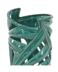 CosmoLiving by Cosmopolitan Green Stoneware Vase, 16 x 7 x 8