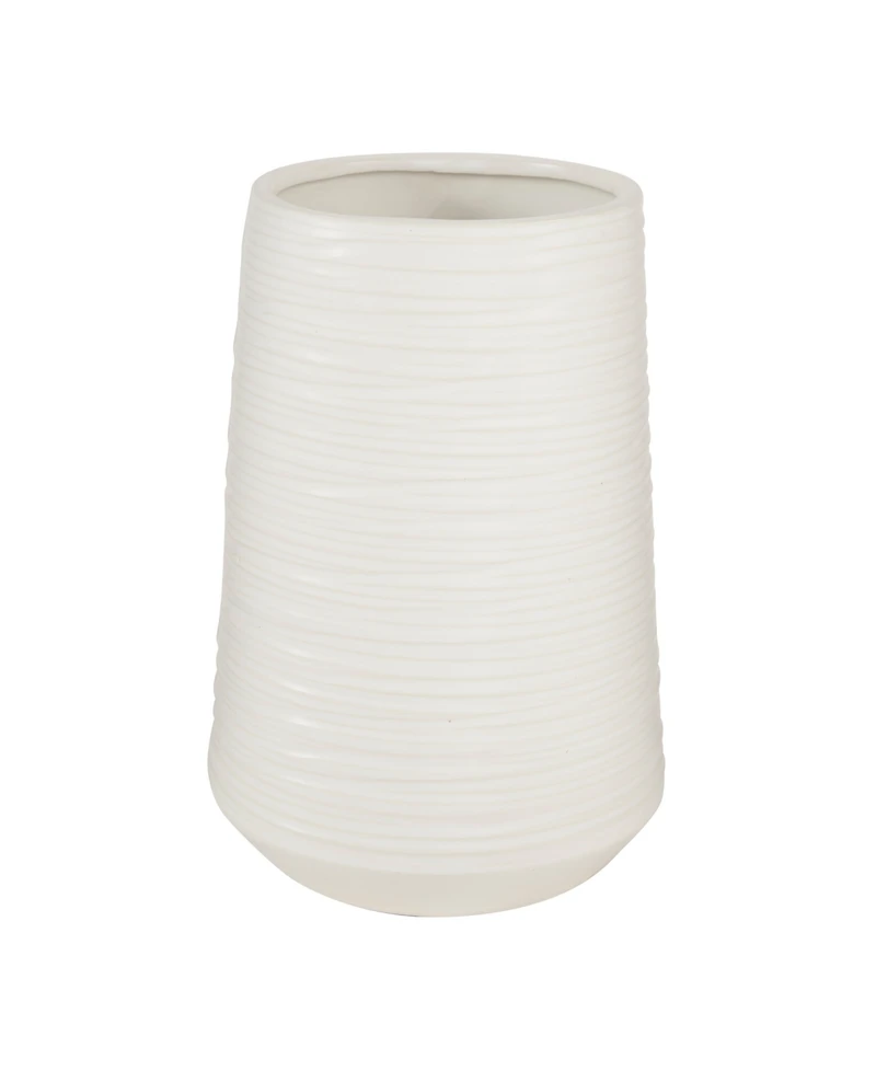 CosmoLiving by Cosmopolitan White Porcelain Contemporary Vase, 5" x 9"