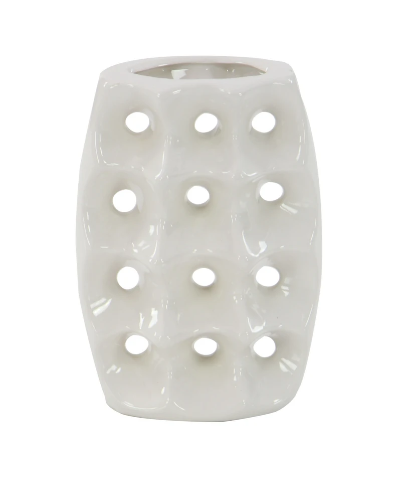 CosmoLiving by Cosmopolitan Set of 3 White Stoneware Modern Vase, 5" x 8"