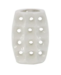 CosmoLiving by Cosmopolitan Set of 3 White Stoneware Modern Vase, 5" x 8"