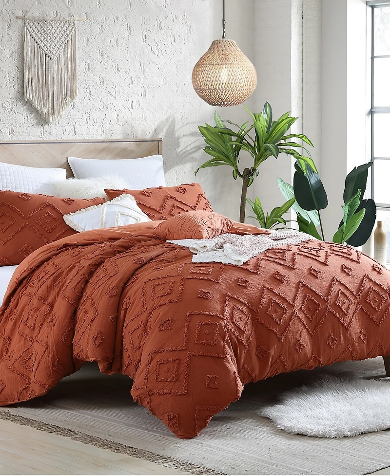 Swift Home Astonishing Rukai Clip Jacquard Gauze 5 Piece Comforter Set, King/California King
