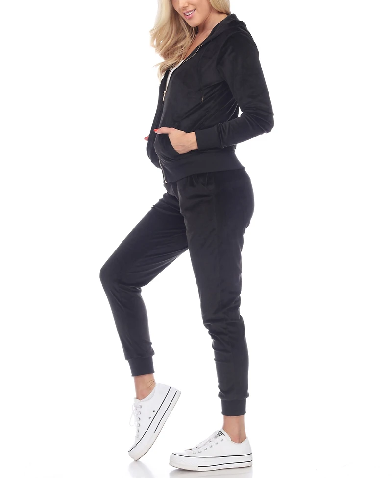 White Mark Women's Velour Tracksuit Loungewear 2pc Set