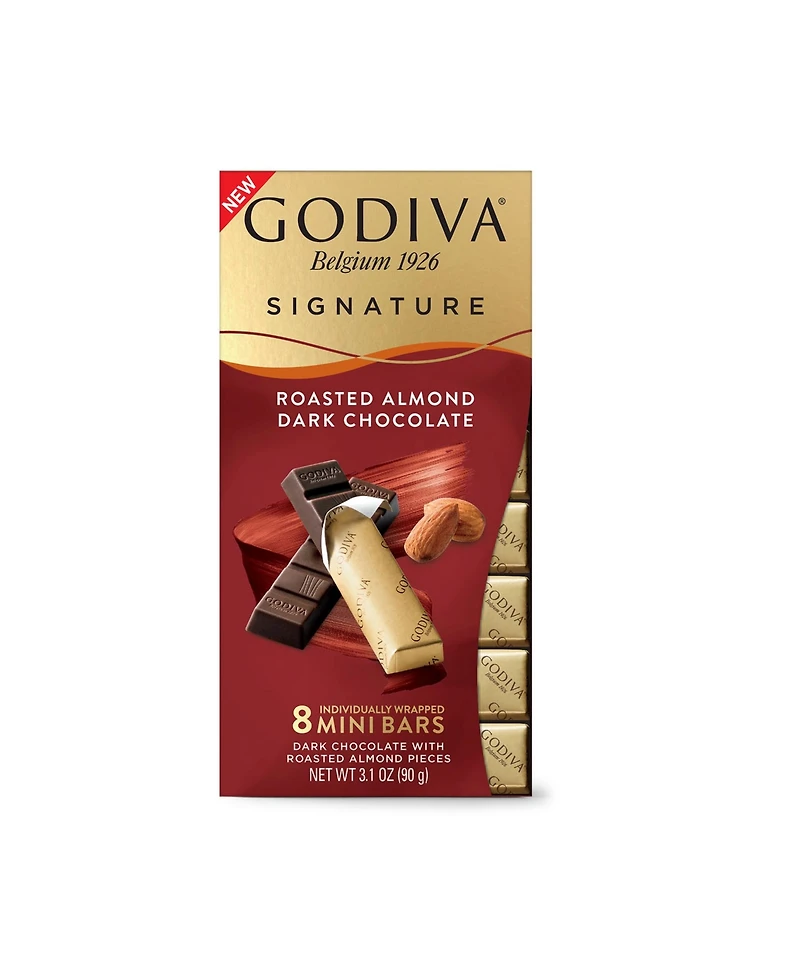 Godiva Set of 12, Signature Roasted Almond Dark Chocolate Mini Bars