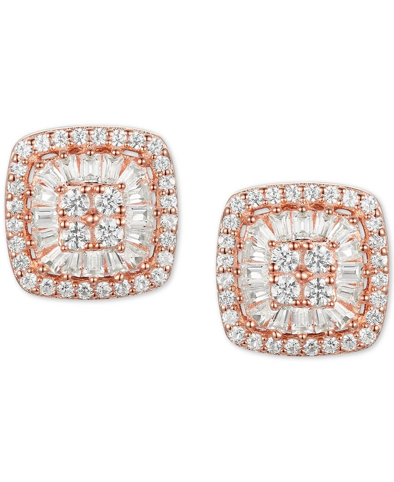 Diamond Baguette Square Stud Earrings (1/2 ct. t.w.) 14k Gold , White or Rose