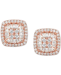 Diamond Baguette Square Stud Earrings (1/2 ct. t.w.) 14k Gold , White or Rose
