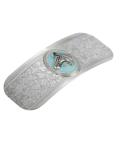 Women's Silver-Tone Turquoise Enamel Horse Head Barrette