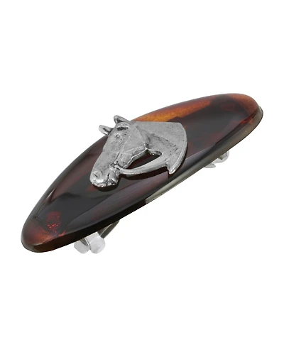 Women's Silver-Tone Small Tortoise Horse Head Barrette