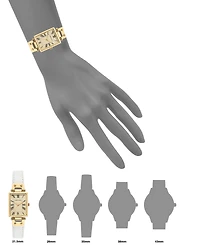 Anne Klein Gold-Tone and White Leather Strap Watch 21.5mm