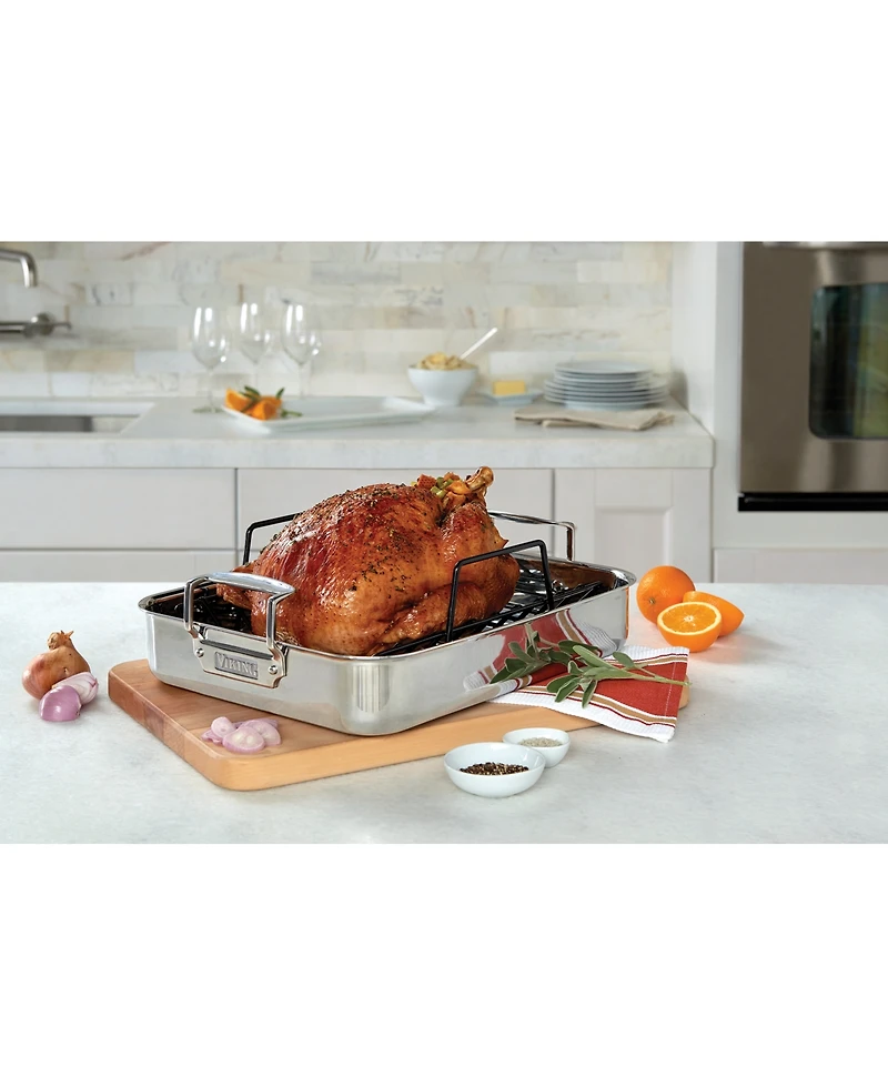 Viking 3-Ply Stainless Steel Roasting Pan with Nonstick Rack