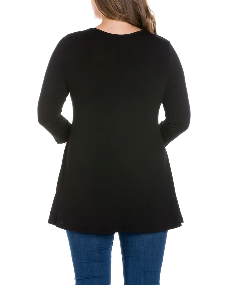 Plus 3/4 Sleeve V-Neck Tunic Top