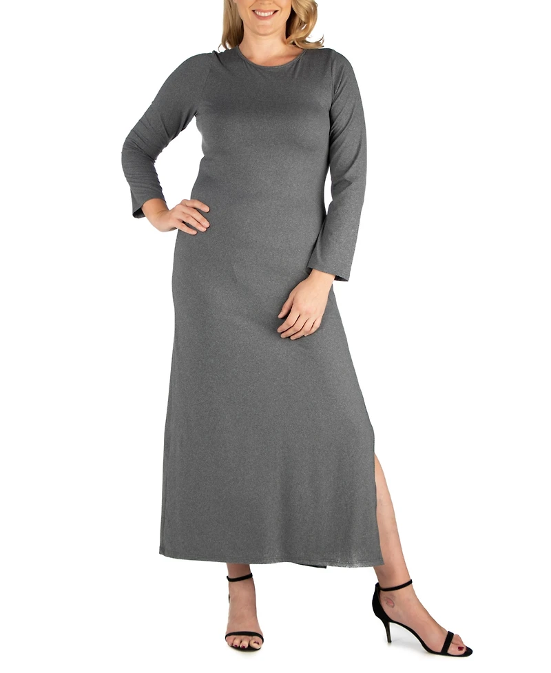 Women's Plus Side Slit Fitted Maxi Dress