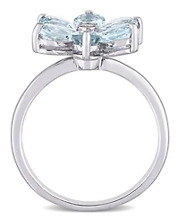 Aquamarine and Diamond Accent Floral Ring