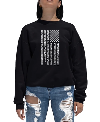 Women's Word Art Crewneck National Anthem Flag Sweatshirt