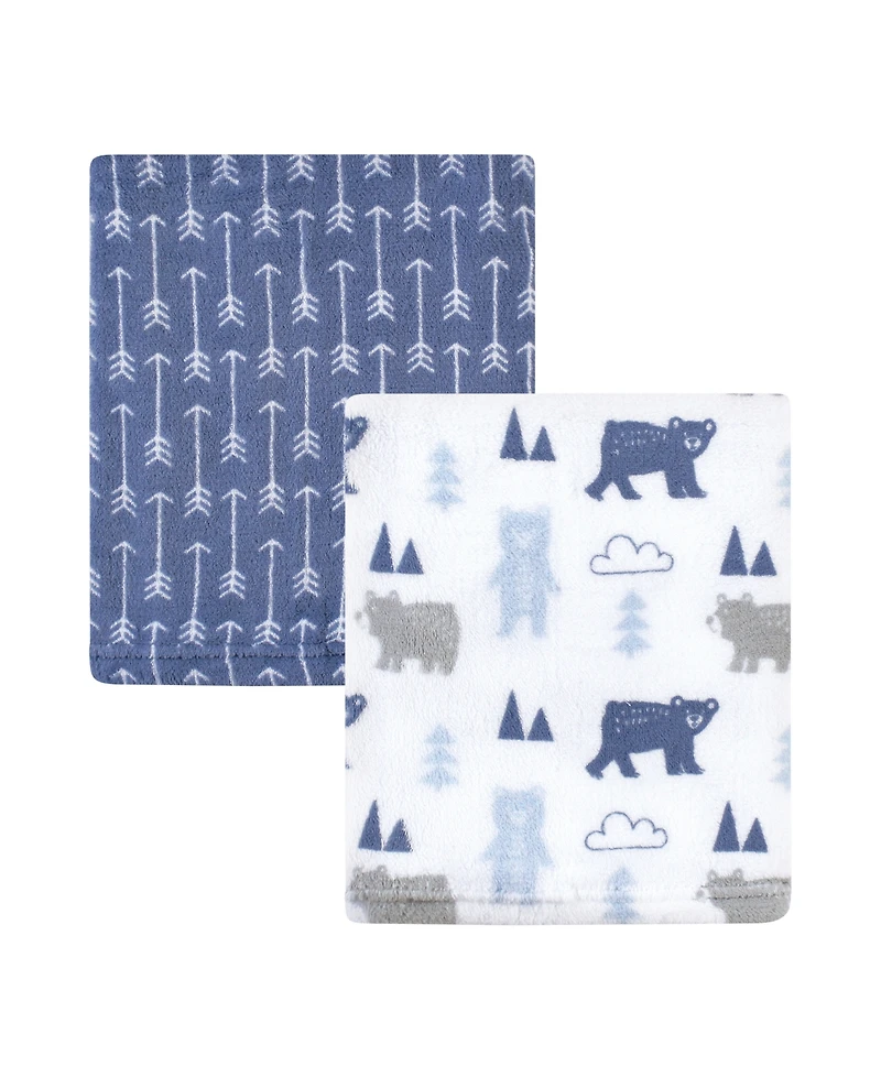 Hudson Baby Boys Twin Pack of Ultra-Soft Coral Fleece Blankets