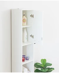 Basicwise Versatile 77-Inch White Tall Storage Cabinet with 2 Doors and Adjustable Shelves, Linen Tower Cabinet, Bathroom Organizer and Storage