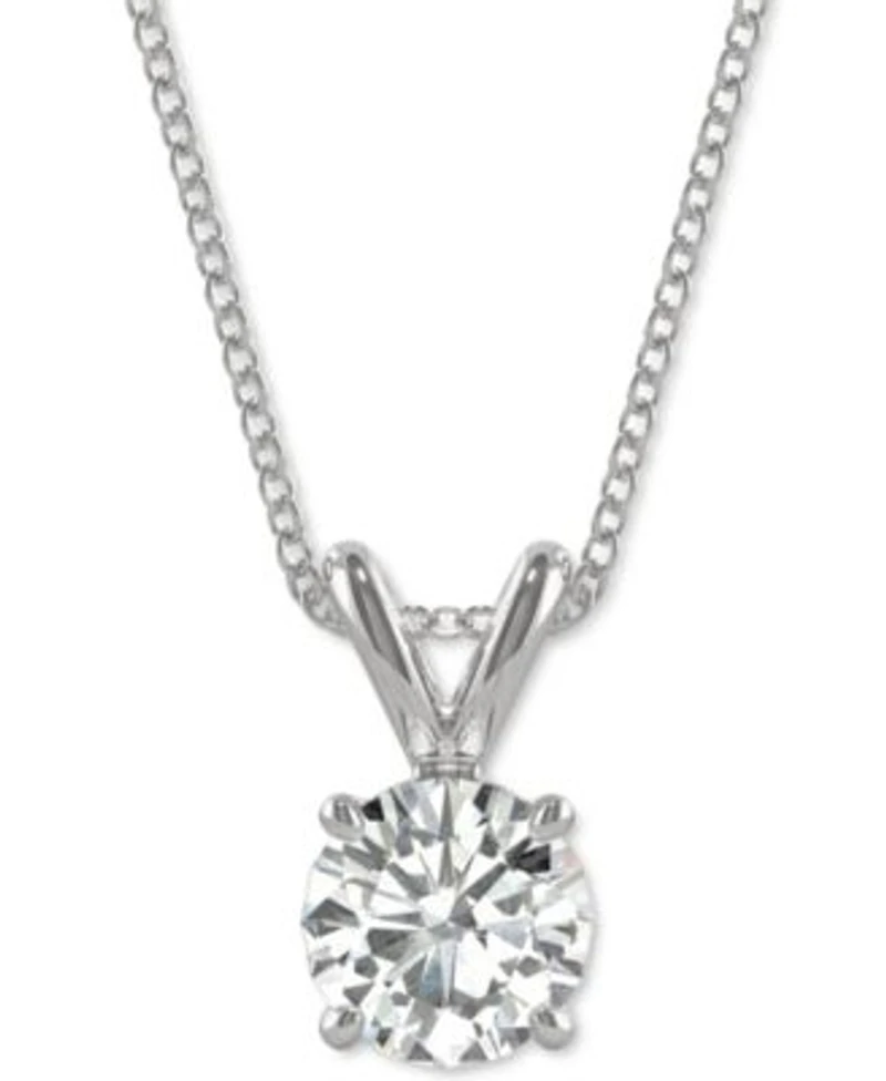 Moissanite Solitaire Pendant 1 2 Ct. T.W. 3 1 10 Ct T.W. Diamond Equivalent In 14k White Or Yellow Gold