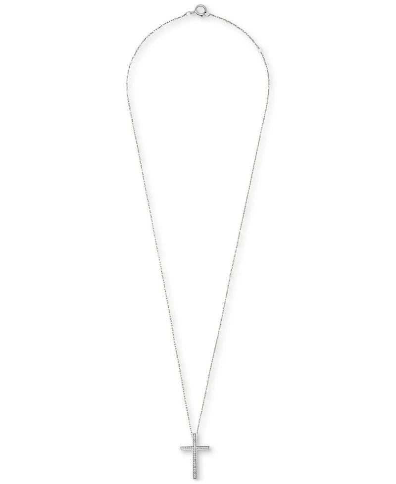 Diamond Cross Pendant Necklace (1/10 ct. t.w.) in Sterling Silver