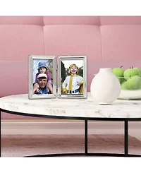 Metal Double Picture Frame with Inner Beading, 3.5" x 5"