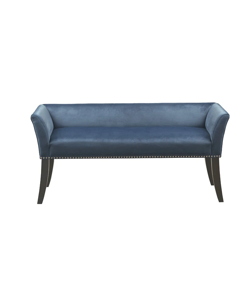 Madison Park Welburn 49.5" Upholstered Bench with Back Wood Legs