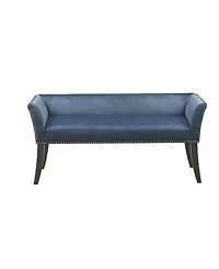 Madison Park Welburn 49.5" Upholstered Bench with Back Wood Legs