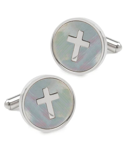 Men's Cross Mother of Pearl Stainless Steel Cufflinks