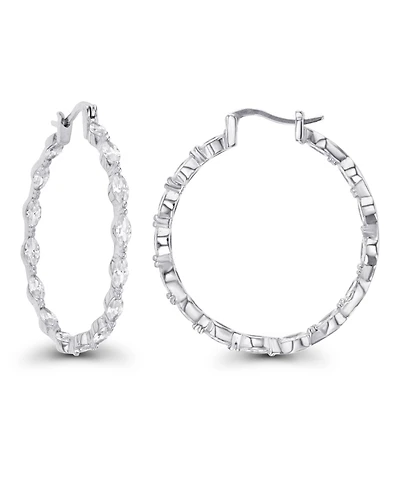 Macy's Cubic Zirconia 14k Rose Gold Marquise Cut Hoop Earrings (Also Over Silver or Silver)
