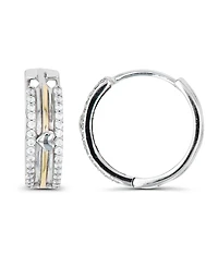 Macy's Cubic Zirconia Two-Tone Pave Heart Hoop Earrings