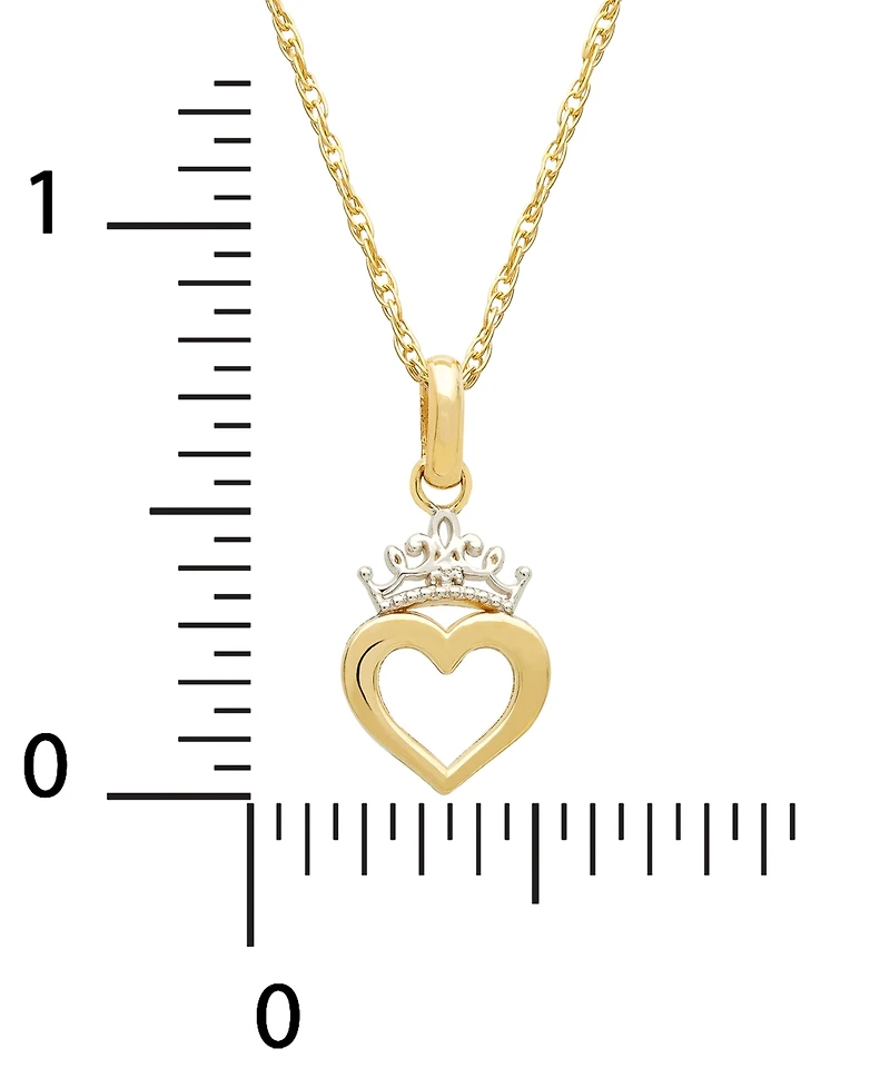 Disney Children's Princess Heart & Tiara 15" Pendant Necklace in 14k Gold