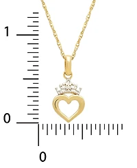 Disney Children's Princess Heart & Tiara 15" Pendant Necklace in 14k Gold